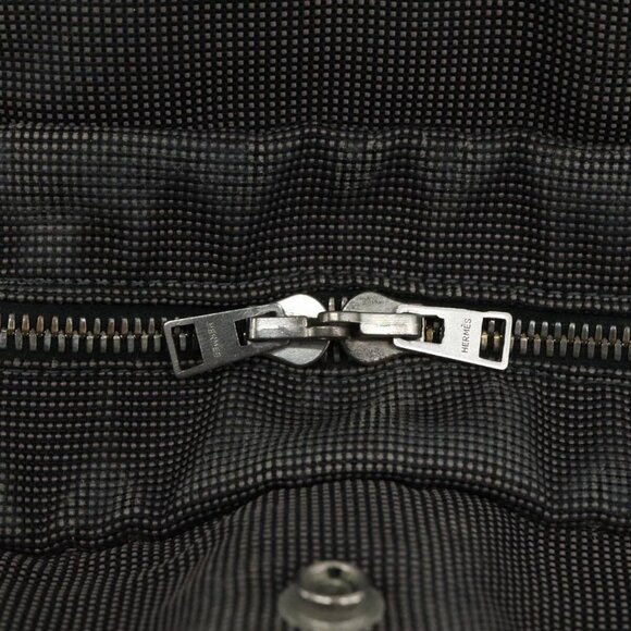 HERMES Her Line MM Hand Bag Canvas Gray Silver - Picture 9 of 16